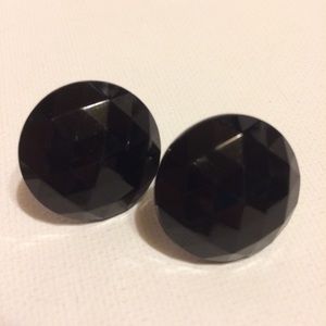 Atq Faceted Glass Screw Back Earrings West Germany